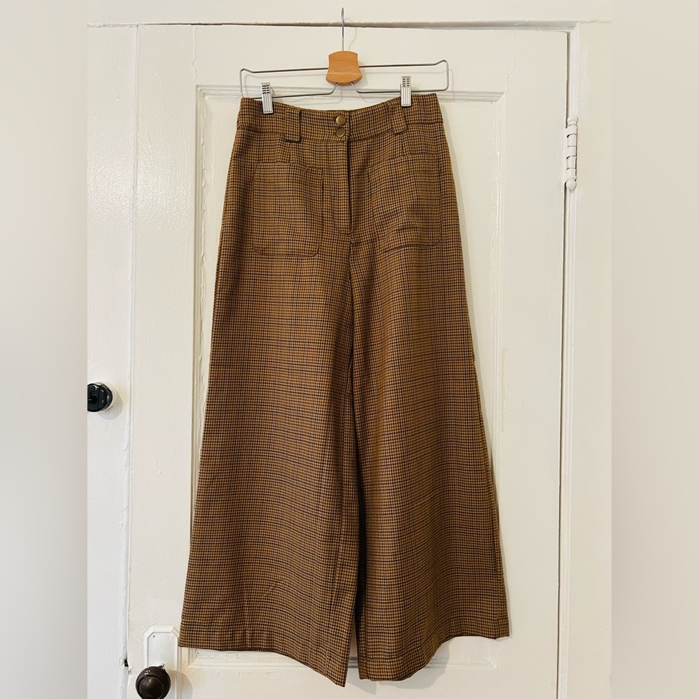 Brown Houndstooth Wide Leg Pants Forever 21